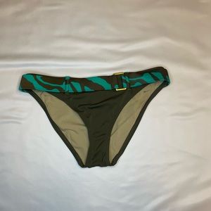 Victoria's Secret Size medium Green Brown Zebra Striped Swim Bikini bottom